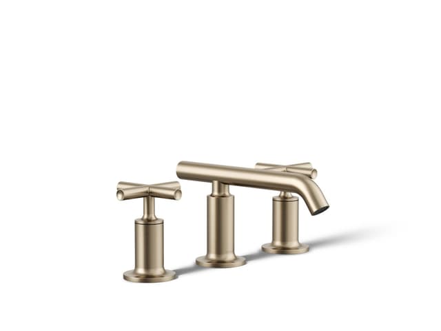 Kohler Purist Widespread bathroom sink faucet with Cross handles, 1.2 gpm - Vibrant Brushed Bronze