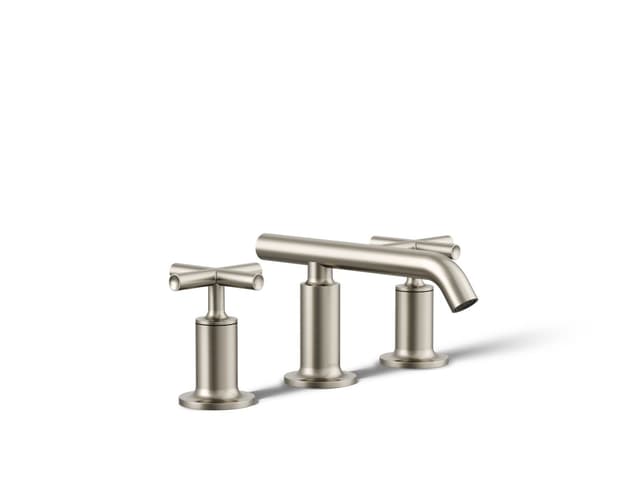 Kohler Purist Widespread bathroom sink faucet with Cross handles, 1.2 gpm - Vibrant Brushed Nickel