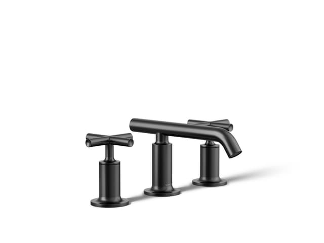 Kohler Purist Widespread bathroom sink faucet with Cross handles, 1.2 gpm - Matte Black