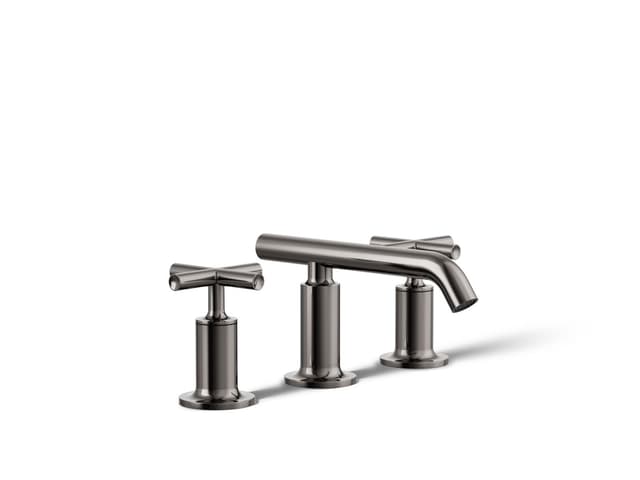 Kohler Purist Widespread bathroom sink faucet with Cross handles, 1.2 gpm - Vibrant Titanium