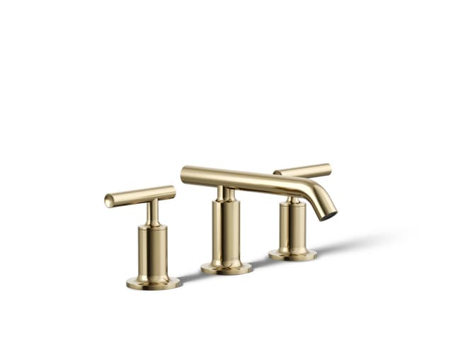 Kohler Purist Widespread bathroom sink faucet with Lever handles, 1.2 gpm - Vibrant French Gold