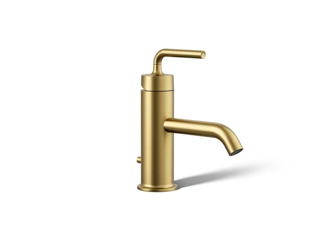 Kohler Purist Single-handle bathroom sink faucet with Straight Lever handle, 1.2 gpm - Vibrant Brushed Moderne Brass