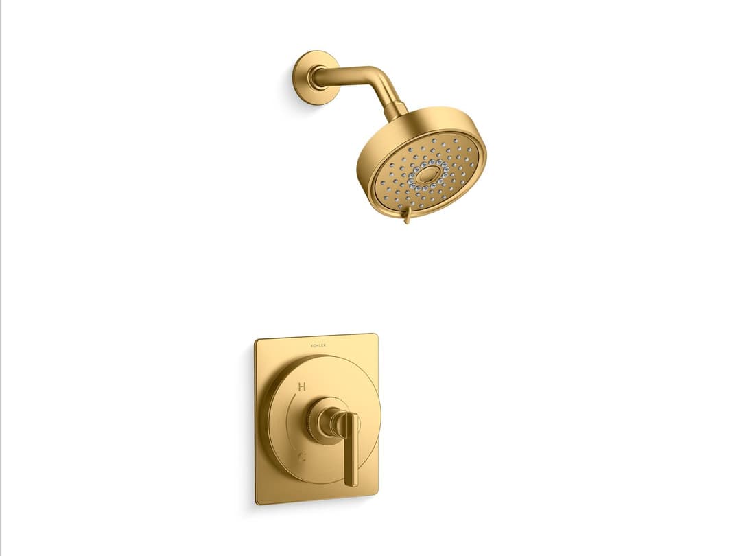 Kohler CastiaE by Studio McGee Rite-Temp shower trim kit, 2.5 gpm - Vibrant Brushed Moderne Brass by Kohler