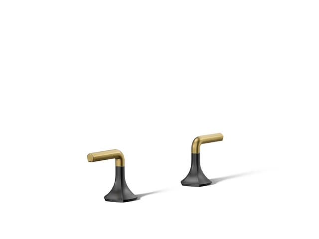 Kohler Occasion Lever bathroom sink faucet handles - Matte Black With Brushed Moderne Brass