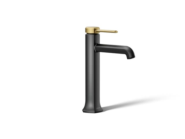 Kohler Occasion Tall single-handle bathroom sink faucet, 1.2 gpm - Matte Black With Brushed Moderne Brass