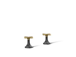 Kohler Occasion Cross bathroom sink faucet handles - Matte Black With Brushed Moderne Brass - image 3
