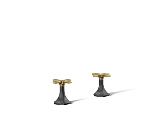 Kohler Occasion Cross bathroom sink faucet handles - Matte Black With Brushed Moderne Brass
