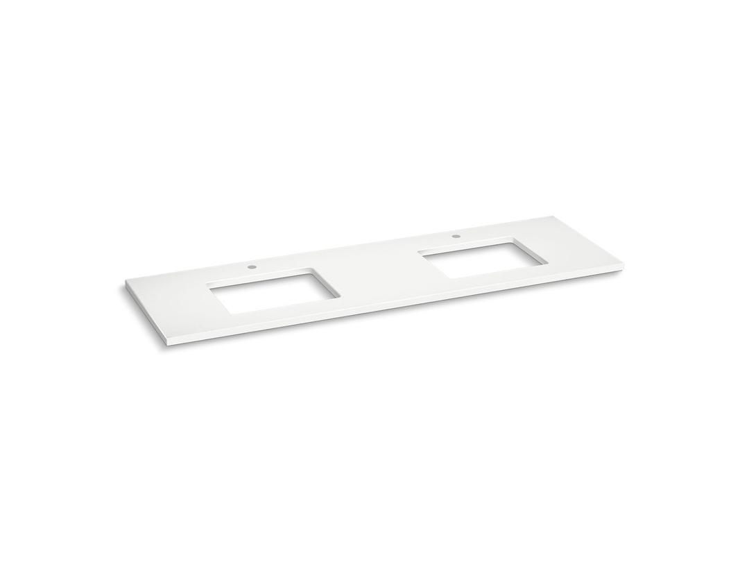 Silestone 73'' quartz vanity top with two rectangular cutouts by Kohler