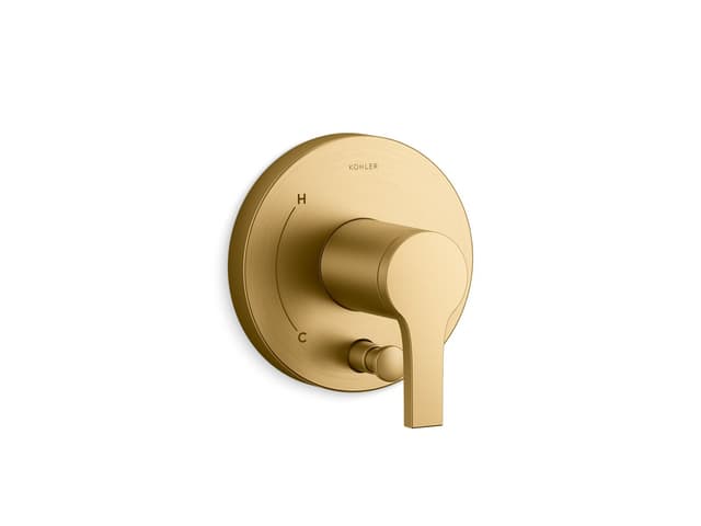 Kohler Elate Rite-Temp valve trim with diverter - Vibrant Brushed Moderne Brass