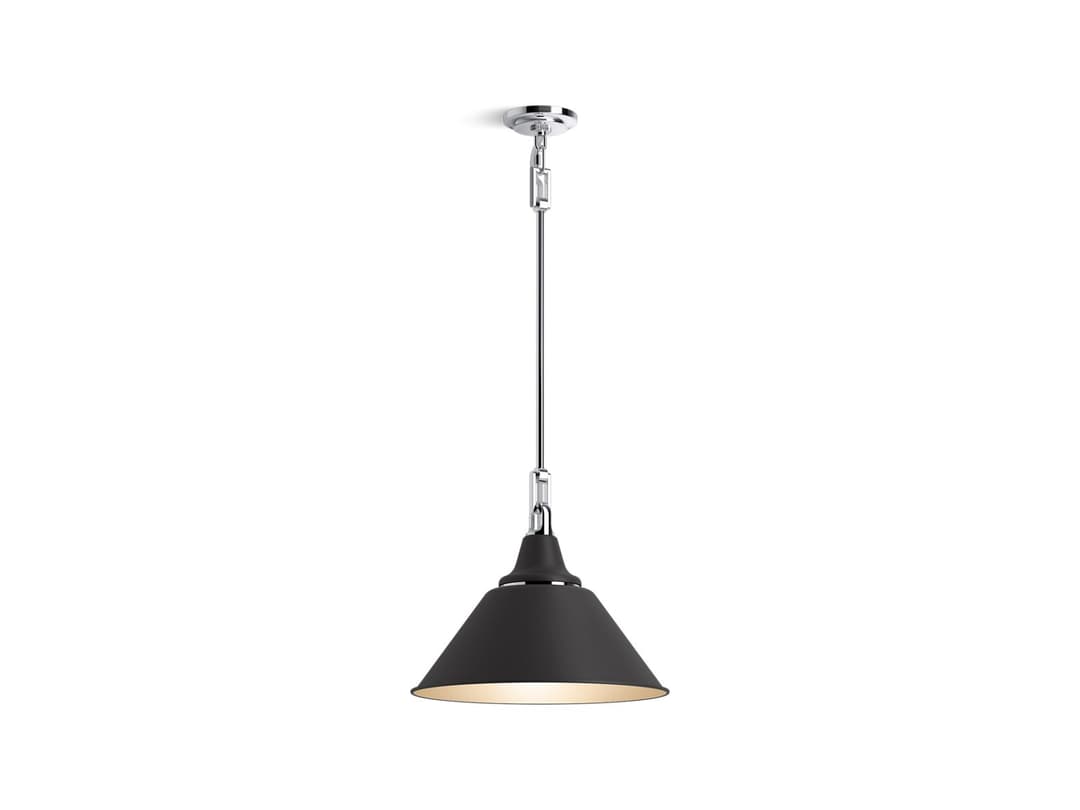 Kohler 16'' pendant - Polished Chrome Matte Black by Kohler
