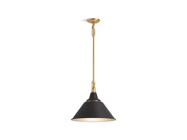 Kohler 16'' pendant - Black With Brass Trim