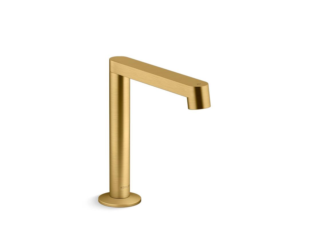 Kohler Touchless single-hole lavatory faucet with Kinesis sensor technology and temperature mixer, AC-powered, 0.5 gpm - Vibrant Brushed Moderne Brass by Kohler