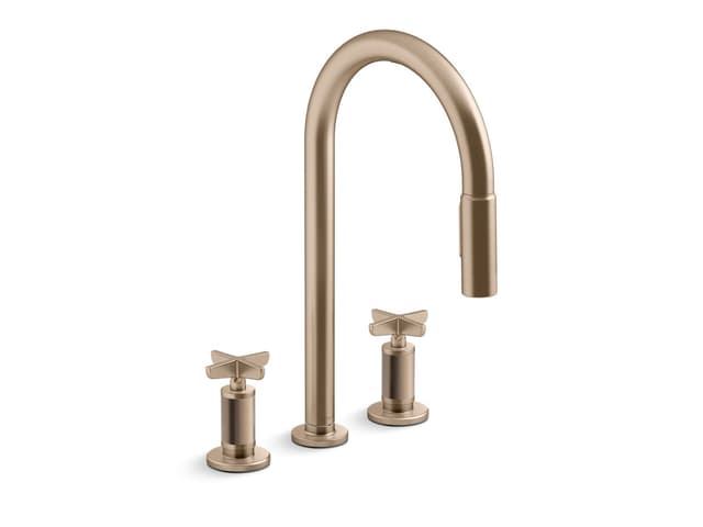Kohler Touchless pull-down kitchen sink faucet with two-function sprayhead - Vibrant Brushed Bronze