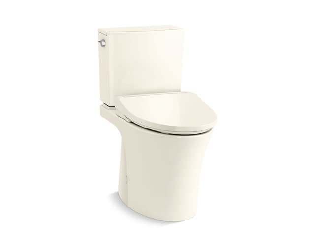 Kohler Hidden cord two-piece elongated toilet with skirted trapway, 1.28 gpf - Biscuit