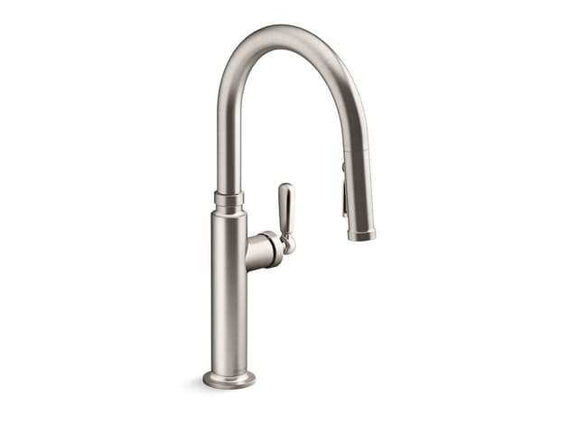 Kohler Touchless pull-down kitchen sink faucet with three-function sprayhead - Vibrant Stainless
