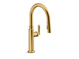 Touchless pull-down kitchen sink faucet with three-function sprayhead - image 1