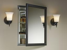 20'' W x 26'' H aluminum single-door medicine cabinet with oil-rubbed bronze framed mirror door - image 3