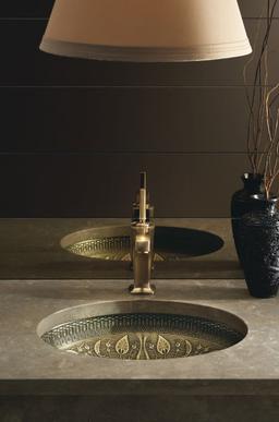 Kohler Lilies Lore 17-1/2'' oval undermount bathroom sink, no overflow - Medium Patina - image 2