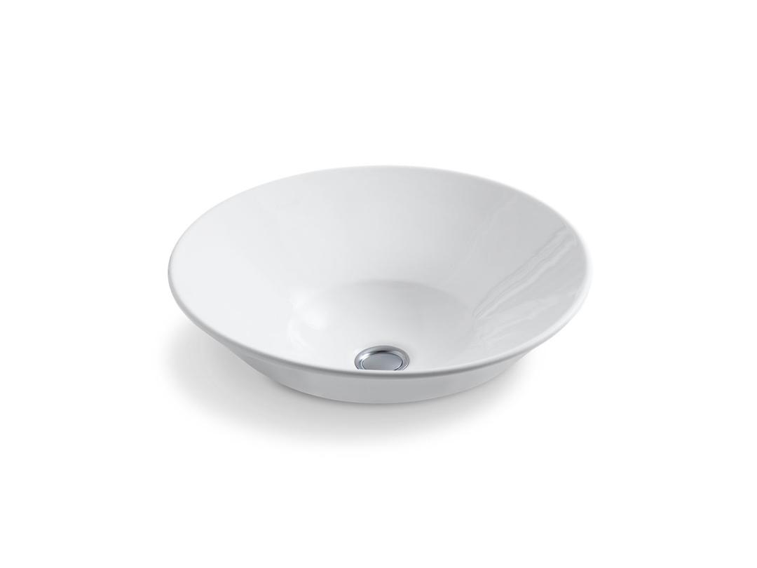 Conical Bell vessel or wall-mount bathroom sink with glazed underside - White by Kohler