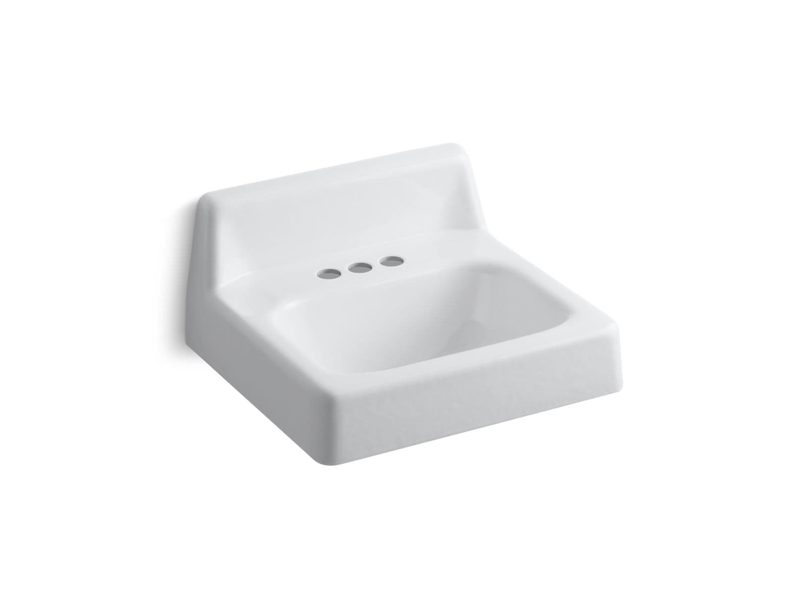 Kohler Hudson™ 20" x 18" wall-mount bathroom sink with 4" centerset faucet holes and lugs for chair carrier by Kohler