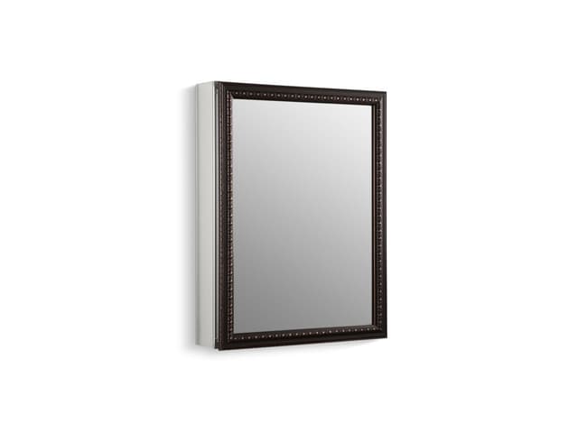 Kohler 20'' W x 26'' H aluminum single-door medicine cabinet with oil-rubbed bronze framed mirror door - Oil Rubbed Bronze