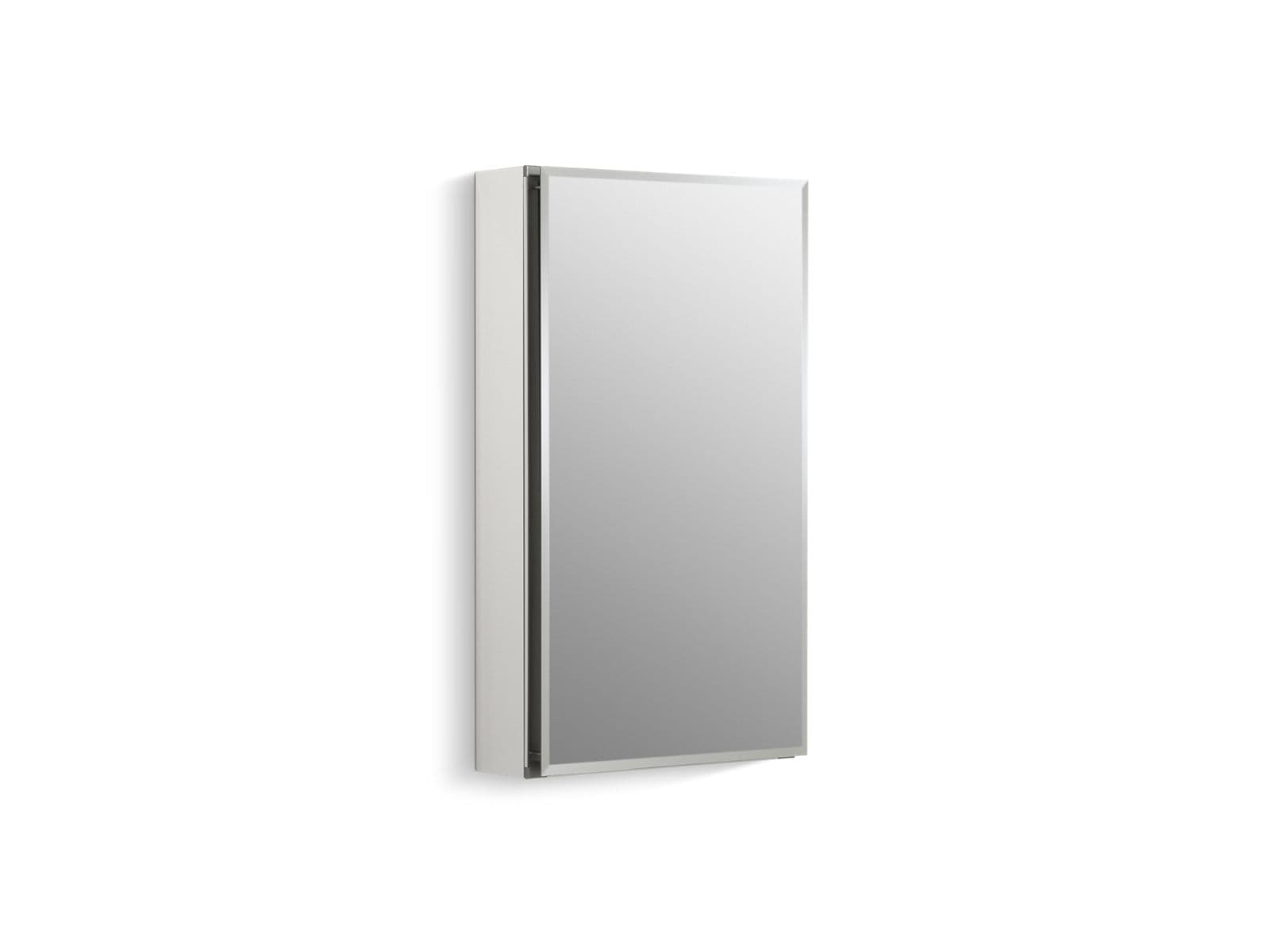 Kohler 15'' W x 26'' H aluminum single-door medicine cabinet with mirrored door, beveled edges by Kohler