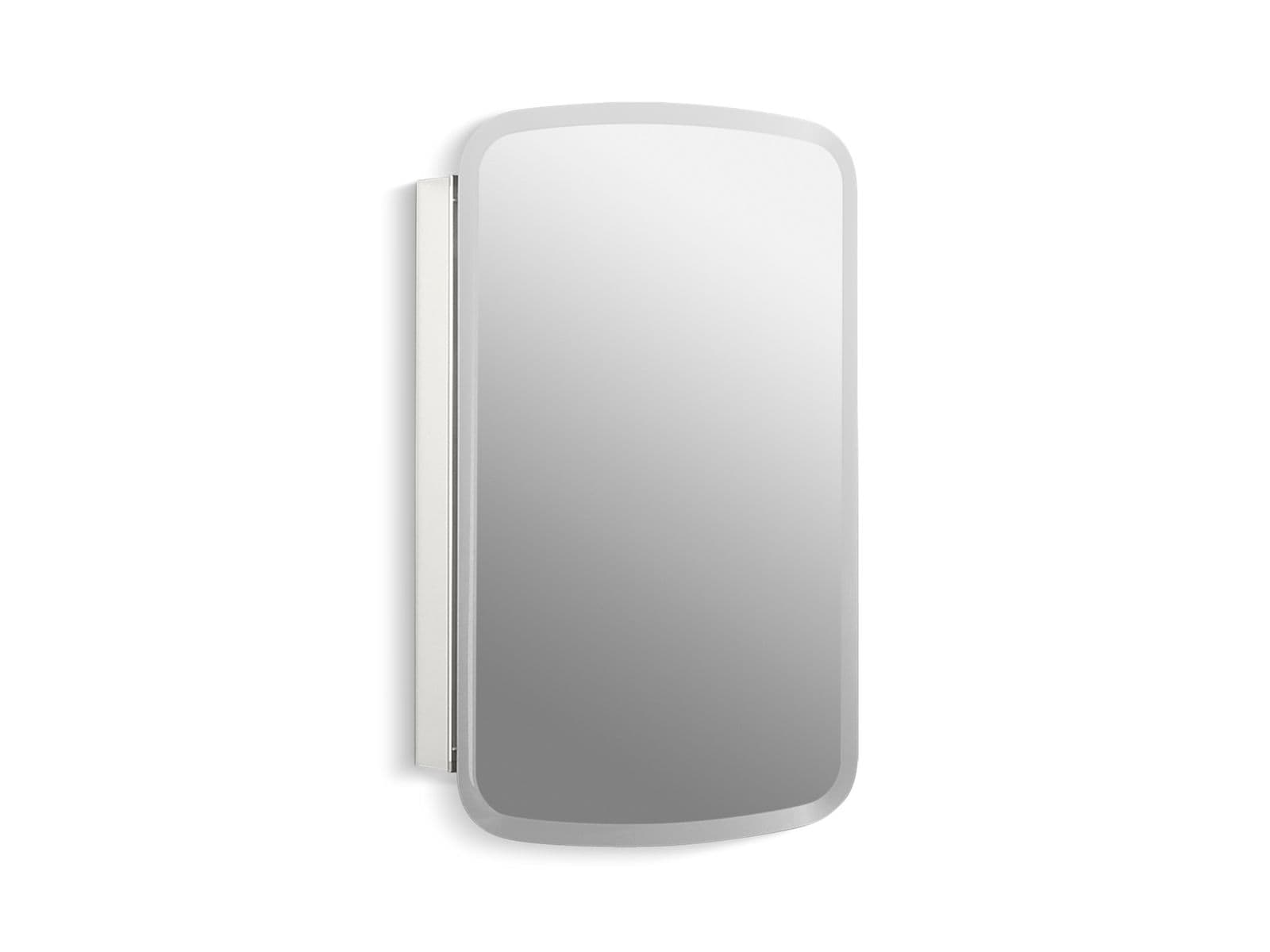 Kohler Bancroft 20'' W x 31'' H aluminum single-door medicine cabinet with mirrored door, beveled edges by Kohler