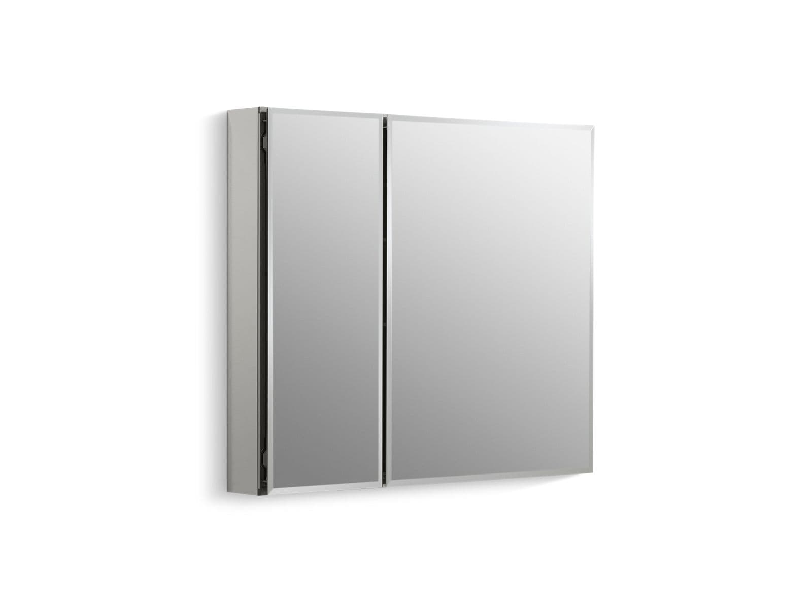 Kohler 30'' W x 26'' H aluminum two-door medicine cabinet with mirrored doors, beveled edges by Kohler