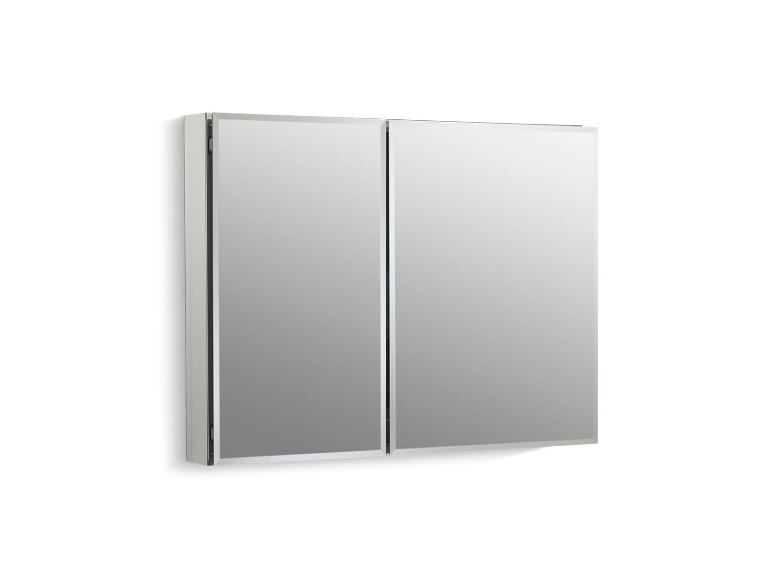 Kohler 35'' W x 26'' H aluminum two-door medicine cabinet with mirrored doors, beveled edges by Kohler