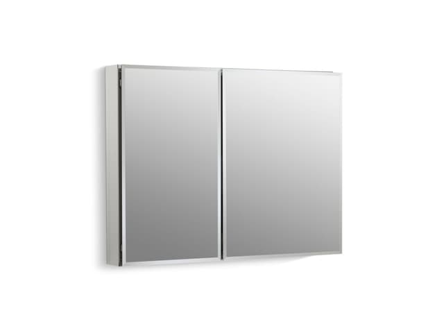 Kohler 35'' W x 26'' H aluminum two-door medicine cabinet with mirrored doors, beveled edges - Not Applicable