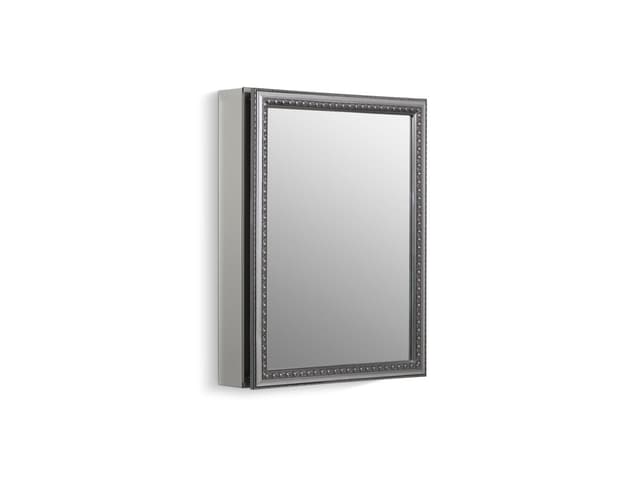 Kohler 20'' W x 26'' H aluminum single-door medicine cabinet with decorative silver framed mirrored door - Not Applicable