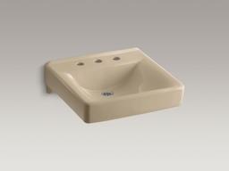 Kohler Soho 20'' x 18'' wall-mount/concealed arm carrier bathroom sink with 8'' widespread faucet holes - White - image 2