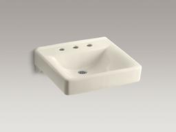 Kohler Soho 20'' x 18'' wall-mount/concealed arm carrier bathroom sink with 8'' widespread faucet holes - White - image 3