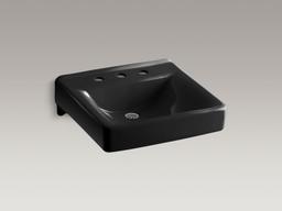 Kohler Soho 20'' x 18'' wall-mount/concealed arm carrier bathroom sink with 8'' widespread faucet holes - White - image 4