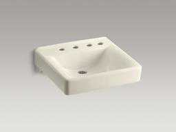 Kohler Soho 20'' x 18'' wall-mount/concealed arm carrier bathroom sink with 8'' widespread faucet holes and right-hand soap dispenser hole - White - image 3