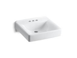 Kohler Soho 20'' x 18'' wall-mount/concealed arm carrier bathroom sink with 4'' centerset faucet holes - White - image 1