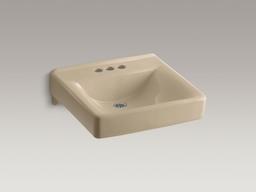 Kohler Soho 20'' x 18'' wall-mount/concealed arm carrier bathroom sink with 4'' centerset faucet holes - White - image 2