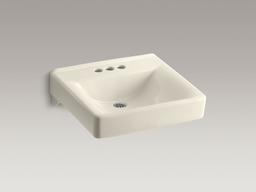 Kohler Soho 20'' x 18'' wall-mount/concealed arm carrier bathroom sink with 4'' centerset faucet holes - White - image 3