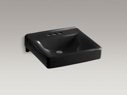 Kohler Soho 20'' x 18'' wall-mount/concealed arm carrier bathroom sink with 4'' centerset faucet holes - White - image 4