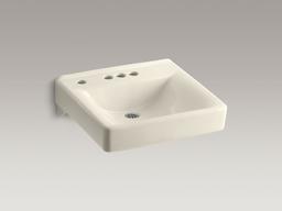 Kohler Soho 20'' x 18'' wall-mount/concealed arm carrier bathroom sink with 4'' centerset faucet holes and left-hand soap dispenser hole - White - image 3