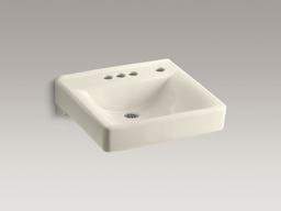 Kohler Soho 20'' x 18'' wall-mount/concealed arm carrier bathroom sink with 4'' centerset faucet holes and right-hand soap dispenser hole - White - image 3