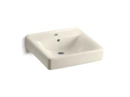 Kohler Soho 20'' x 18'' wall-mount/concealed arm carrier bathroom sink with single faucet hole - Biscuit - image 4
