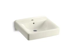 Kohler Soho 20'' x 18'' wall-mount/concealed arm carrier bathroom sink with single faucet hole - Biscuit - image 1