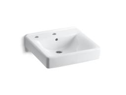 Kohler Soho 20'' x 18'' wall-mount/concealed arm carrier bathroom sink left-hand soap dispenser hole - White - image 1