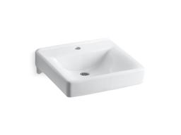 Kohler Soho 20'' x 18'' wall-mount/concealed arm carrier bathroom sink with single faucet hole - White - image 1