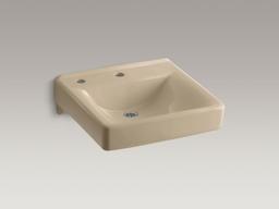 Kohler Soho 20'' x 18'' wall-mount/concealed arm carrier bathroom sink with single faucet hole and left-hand soap dispenser hole - White - image 2