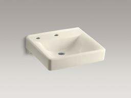 Kohler Soho 20'' x 18'' wall-mount/concealed arm carrier bathroom sink with single faucet hole and left-hand soap dispenser hole - White - image 3