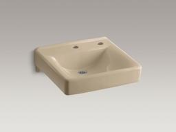 Kohler Soho 20'' x 18'' wall-mount/concealed arm carrier bathroom sink with single faucet hole and right-hand soap dispenser hole - White - image 2