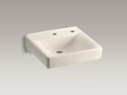 Kohler Soho 20'' x 18'' wall-mount/concealed arm carrier bathroom sink with single faucet hole and right-hand soap dispenser hole - White - image 3