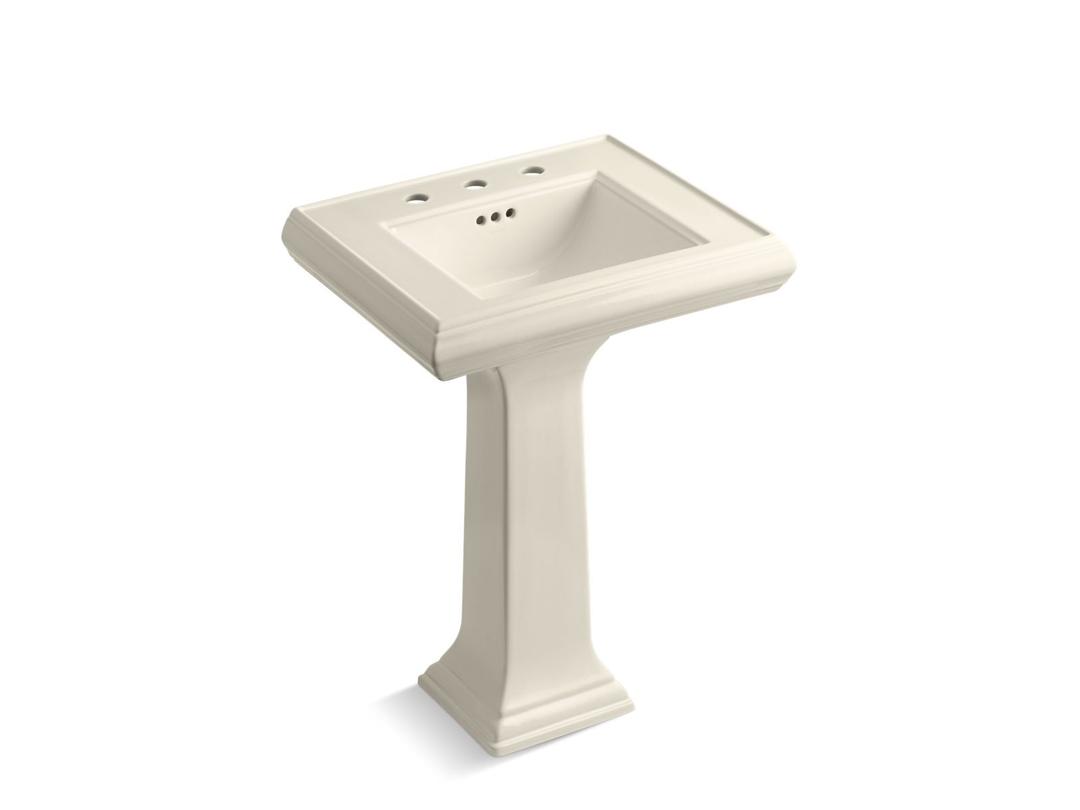 Kohler Memoirs Classic Classic 24'' pedestal bathroom sink with 8'' widespread faucet holes - Almond by Kohler